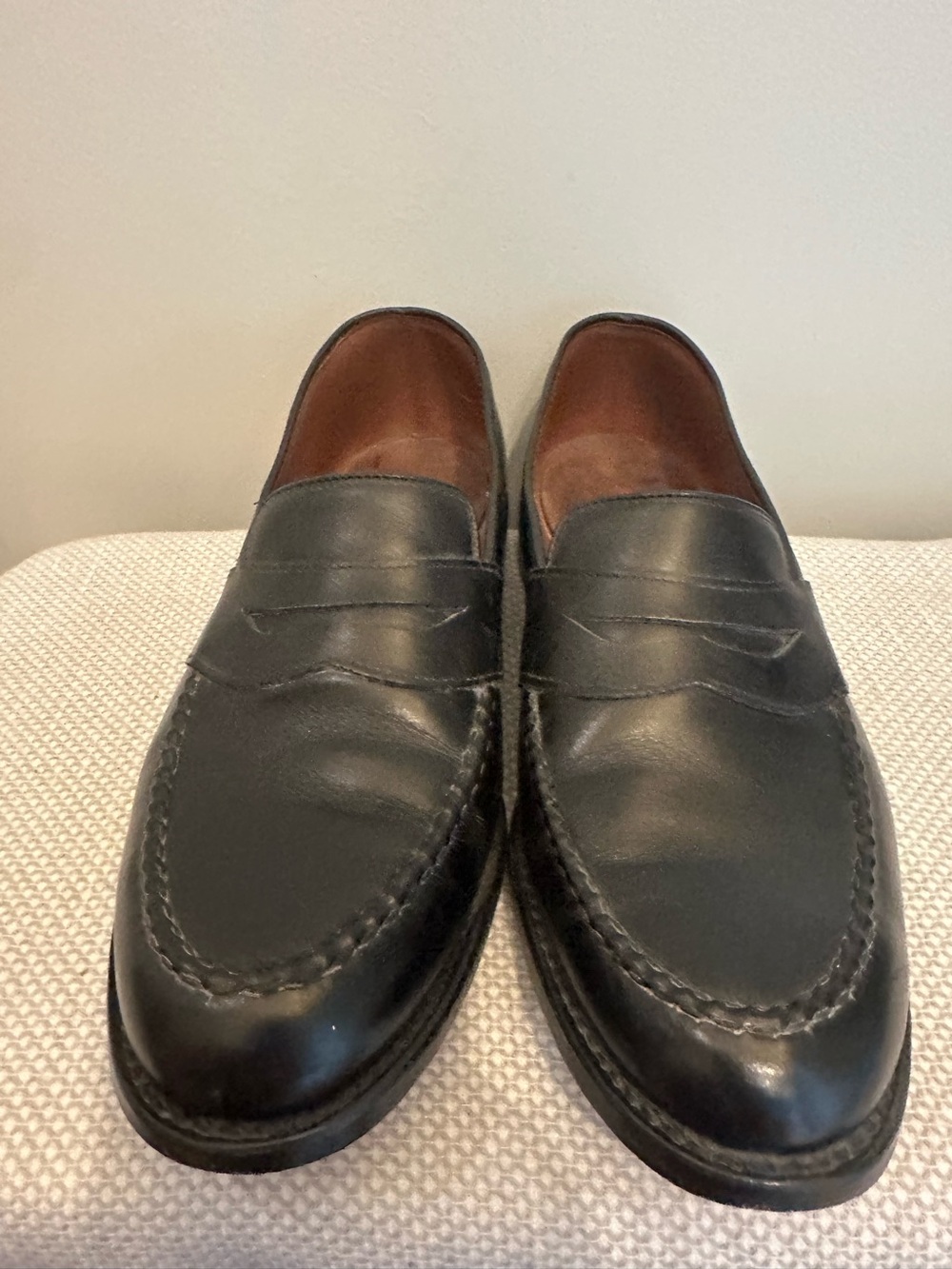Allen Edmonds Randolph Penny Loafers Mens 12 D Black Leather Slip On Dress Shoes